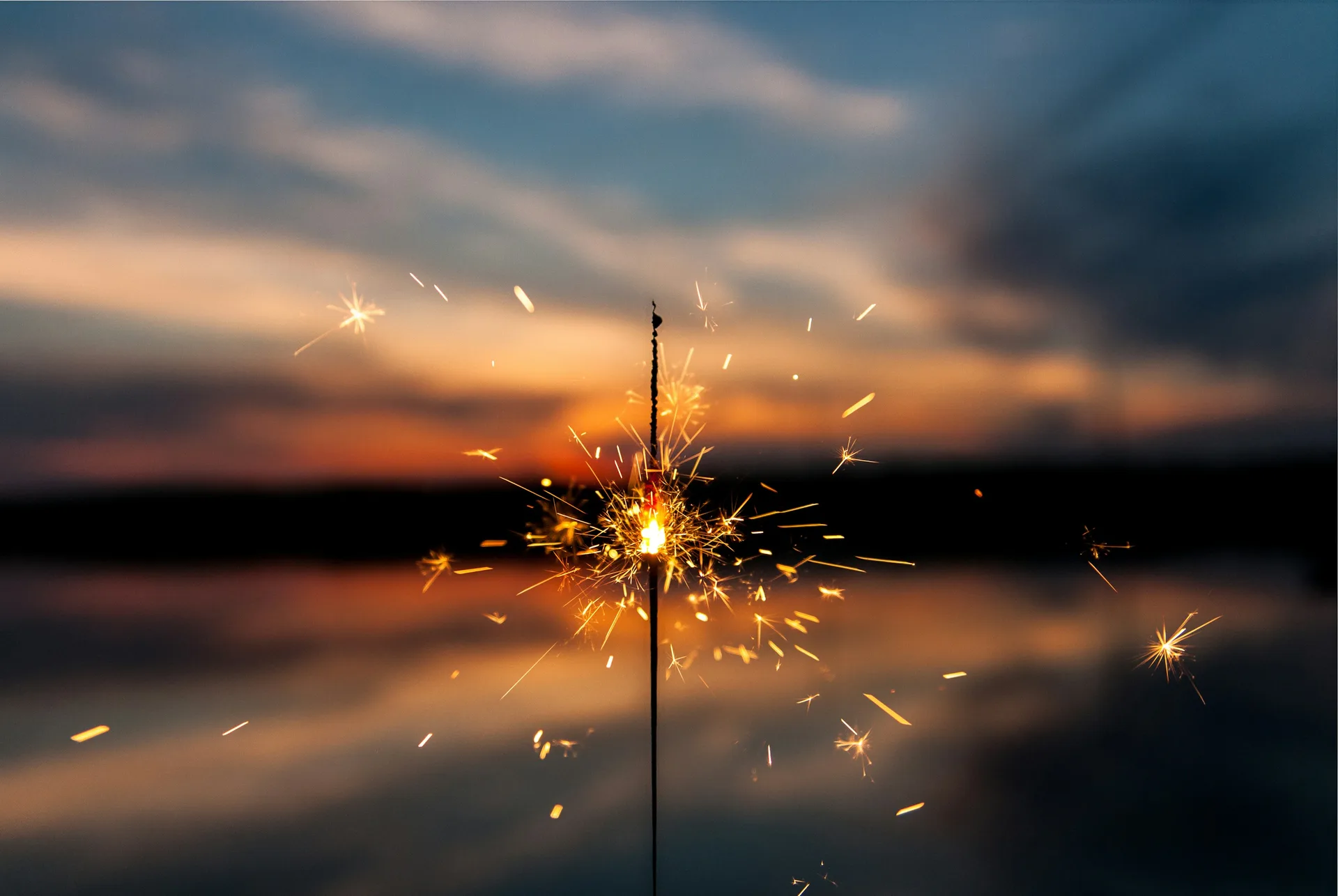 Sparks in the dark, out of focus