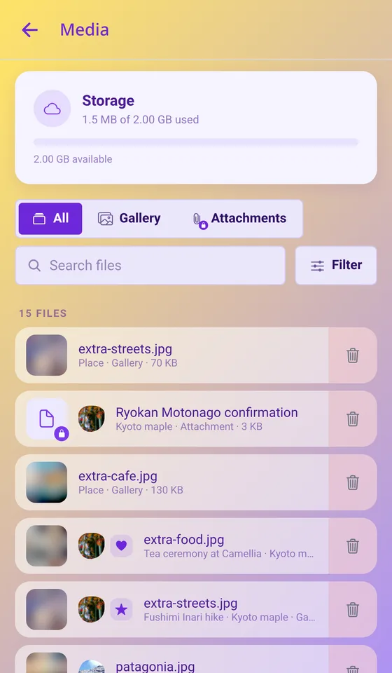 What you have uploaded, and what it is taking up