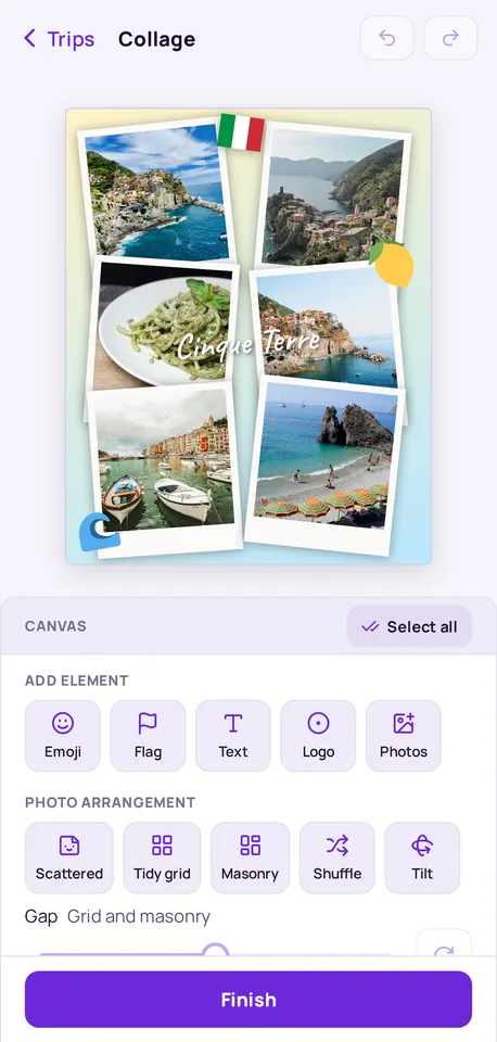 Turn your trips into collages
